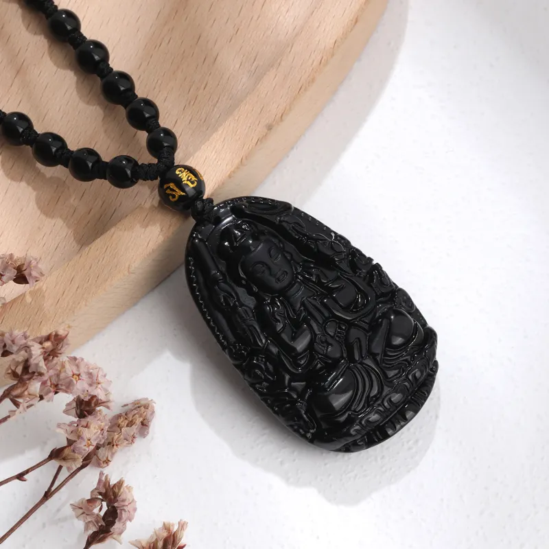Lao Feng Xiang Obsidian Necklaces Unisex-3