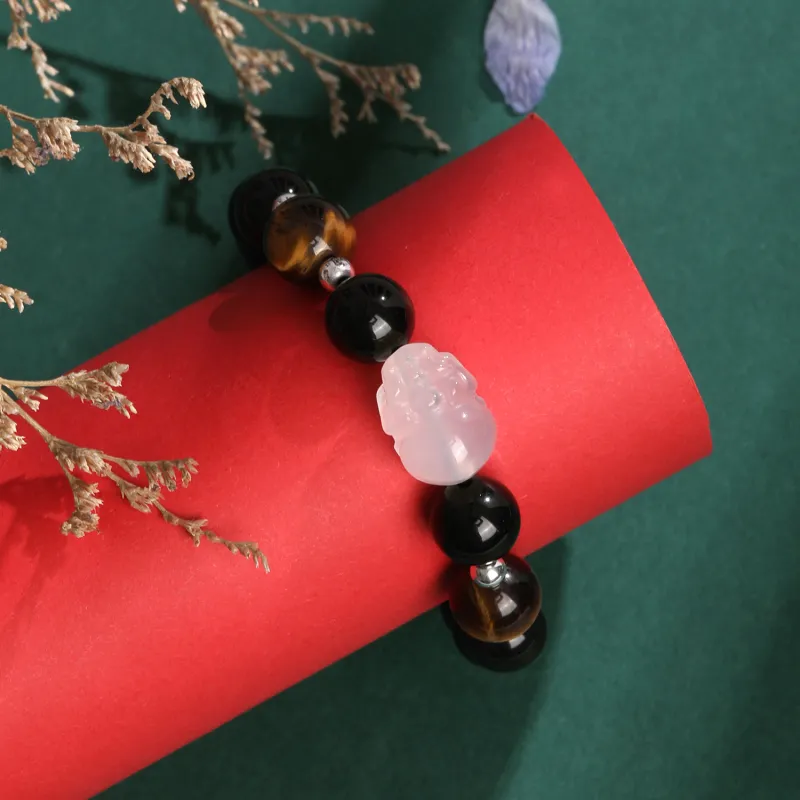 Lao Feng Xiang Natural Obsidian Bracelets Unisex-3
