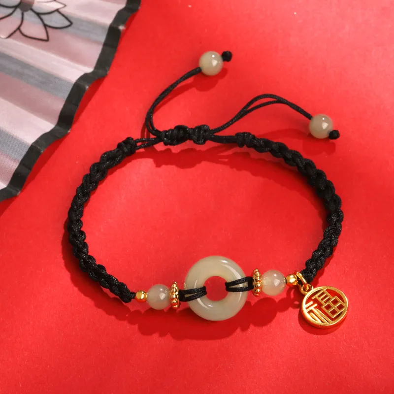 Lao Feng Xiang Hetian Jade Bracelets White Jade/Pale Greenish White Jade Unisex-2