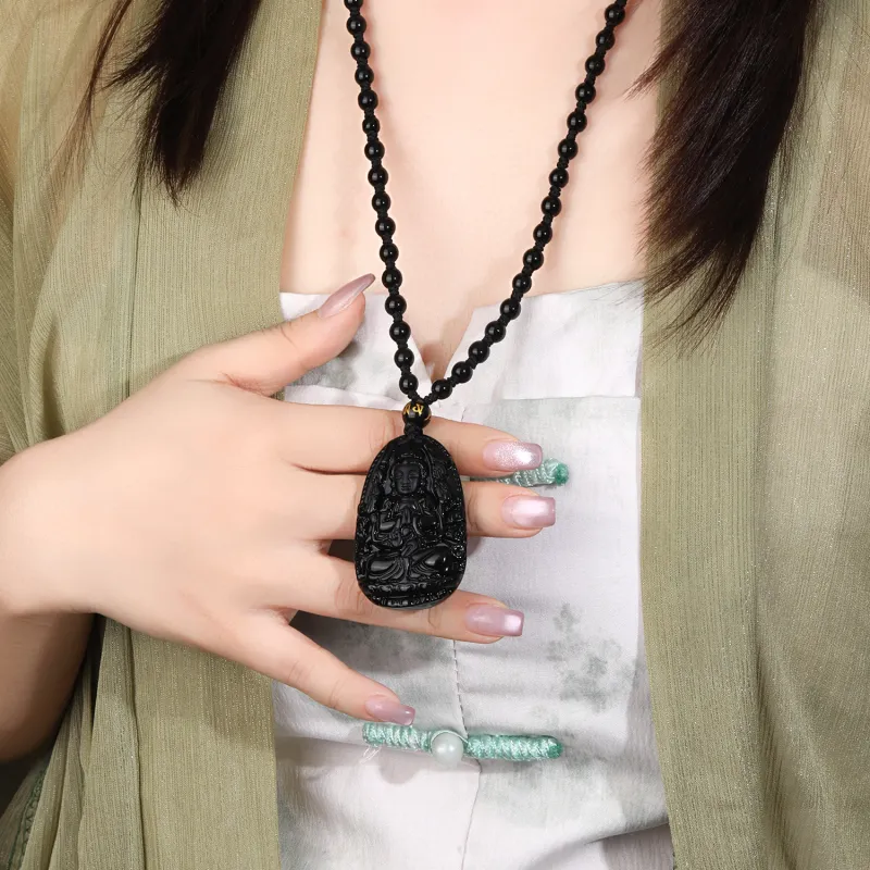 Lao Feng Xiang Obsidian Necklaces Unisex-1