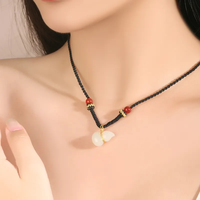 Lao Feng Xiang Hetian Jade Necklaces White Jade/Pale Greenish White Jade Women's-1