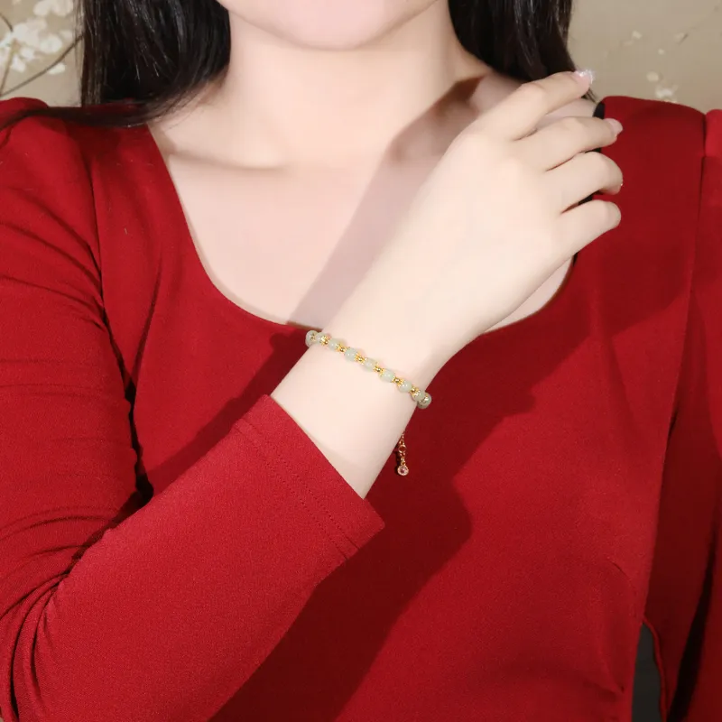 Lao Feng Xiang Hetian Jade S925 Silver Hand Accessory White Jade/Pale Greenish White Jade Women's-4