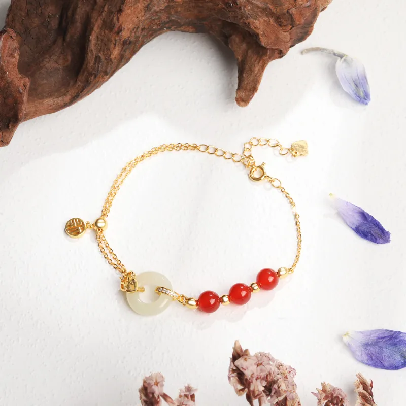 Lao Feng Xiang Hetian Jade Bracelets White Jade/Pale Greenish White Jade Women's-1