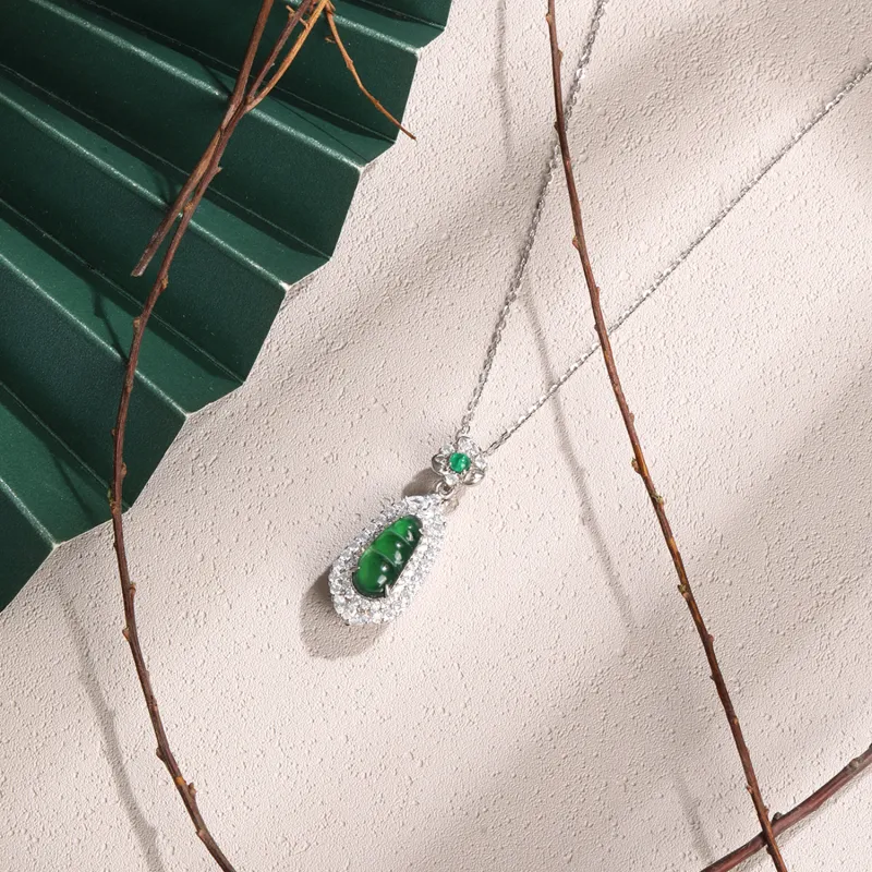 Lao Feng Xiang Ice Type Jadeite Necklaces Women's-3