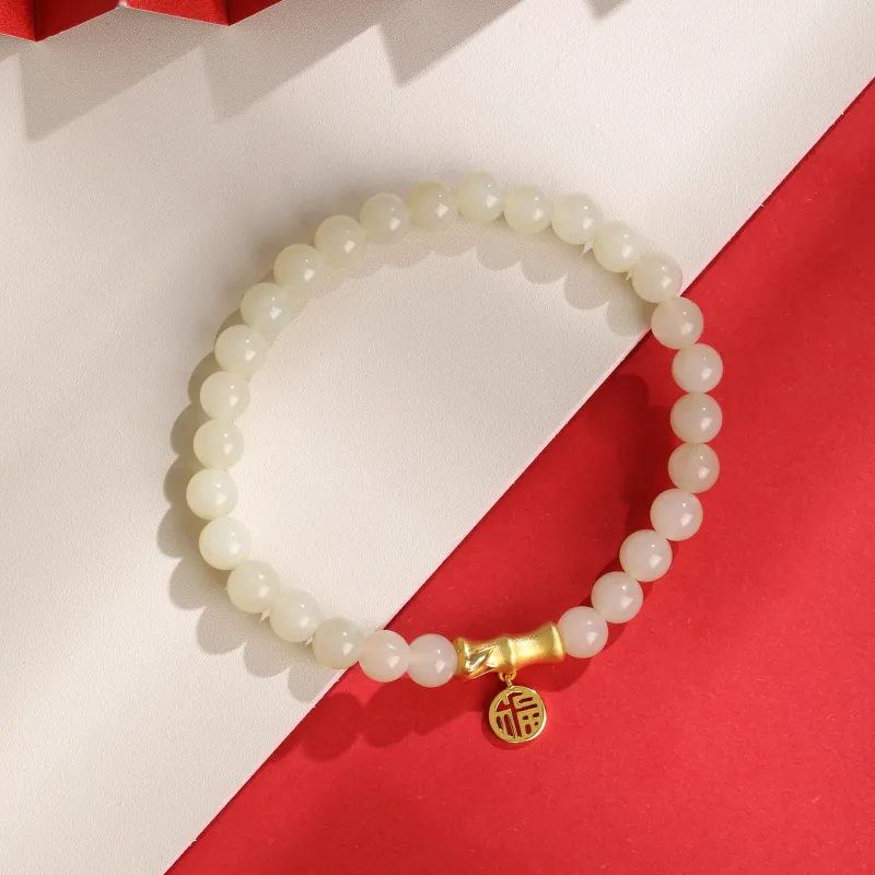 Lao Feng Xiang Hetian Jade Bracelets White Jade/Pale Greenish White Jade Women's-2