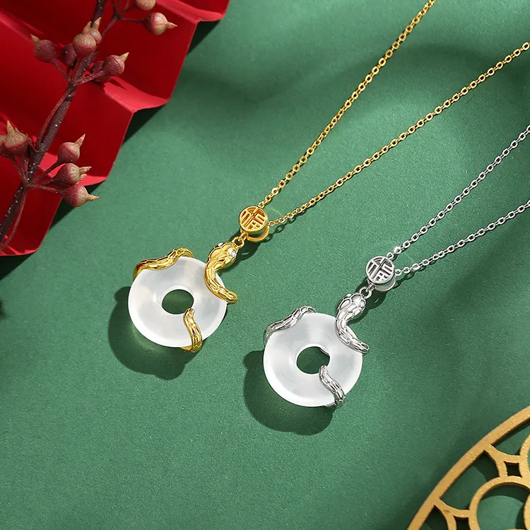 Lao Feng Xiang Chalcedony Necklaces Women's-4