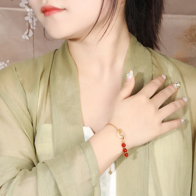 Lao Feng Xiang Hetian Jade Bracelets White Jade/Pale Greenish White Jade Women's-5