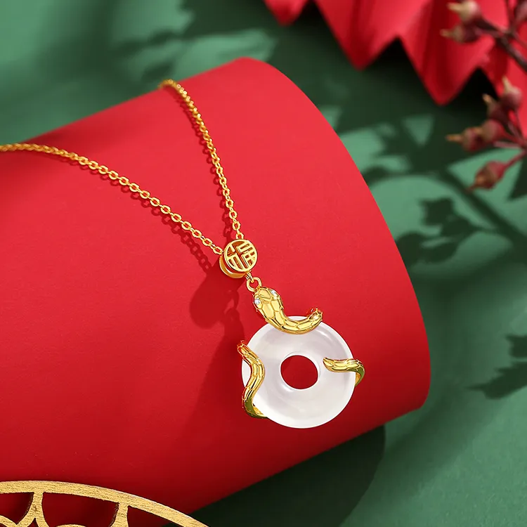 Lao Feng Xiang Chalcedony Necklaces Women's-3