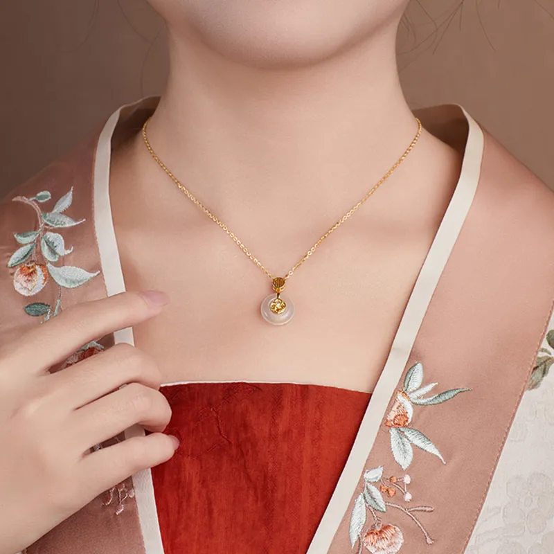 Lao Feng Xiang Chalcedony Necklaces Women's-3
