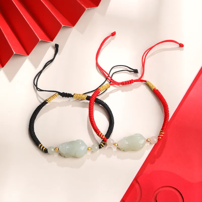 Lao Feng Xiang Hetian Jade Bracelet Sterling Silver White Jade/Pale Greenish White Jade Unisex-2