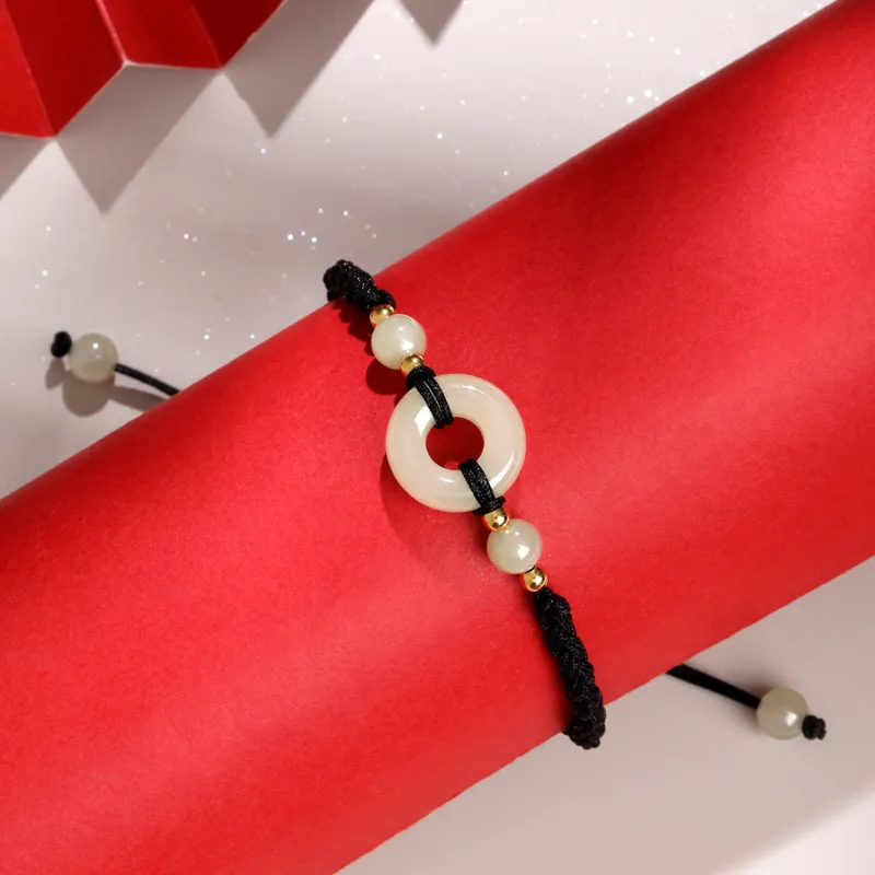 Lao Feng Xiang Hetian Jade Bracelets White Jade/Pale Greenish White Jade Unisex-3