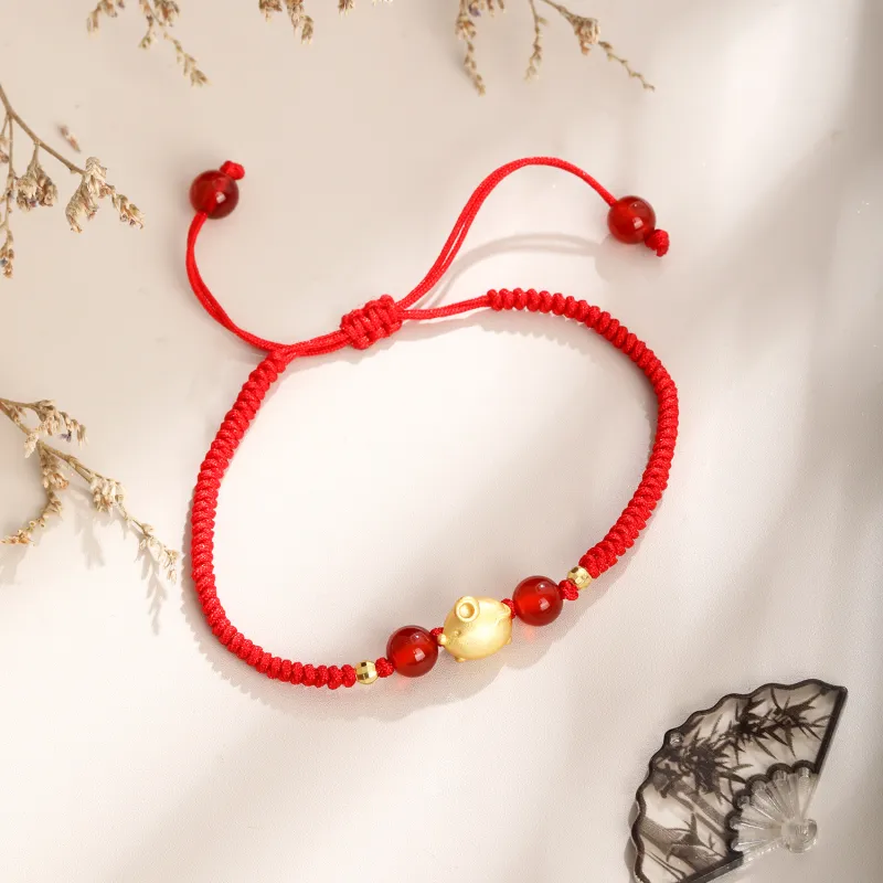 Lao Feng Xiang Natural Agate Bracelets Unisex-3
