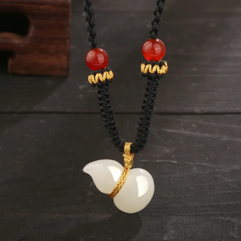 Lao Feng Xiang Hetian Jade Necklaces White Jade/Pale Greenish White Jade Women's-2