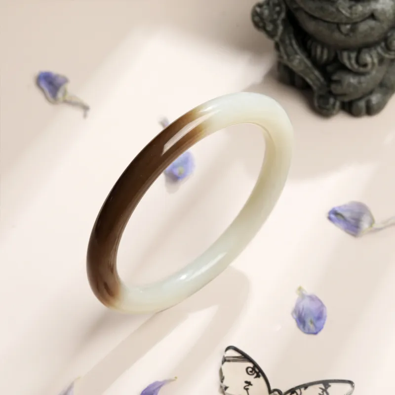 Lao Feng Xiang Hetian Jade Bangles Sugar Jade Women's-1
