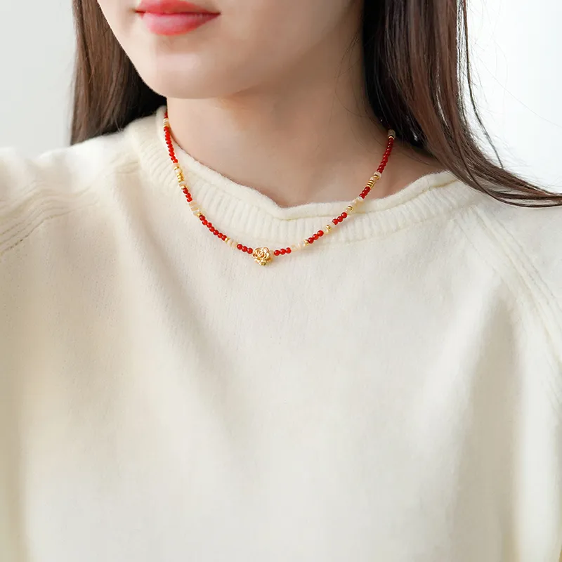 Lao Feng Xiang Natural Agate Necklaces Women's-3