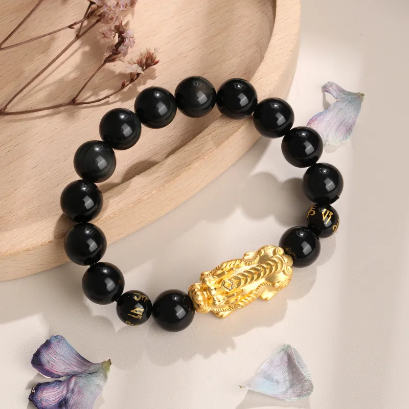 Lao Feng Xiang Obsidian Jade Bracelets Unisex-2
