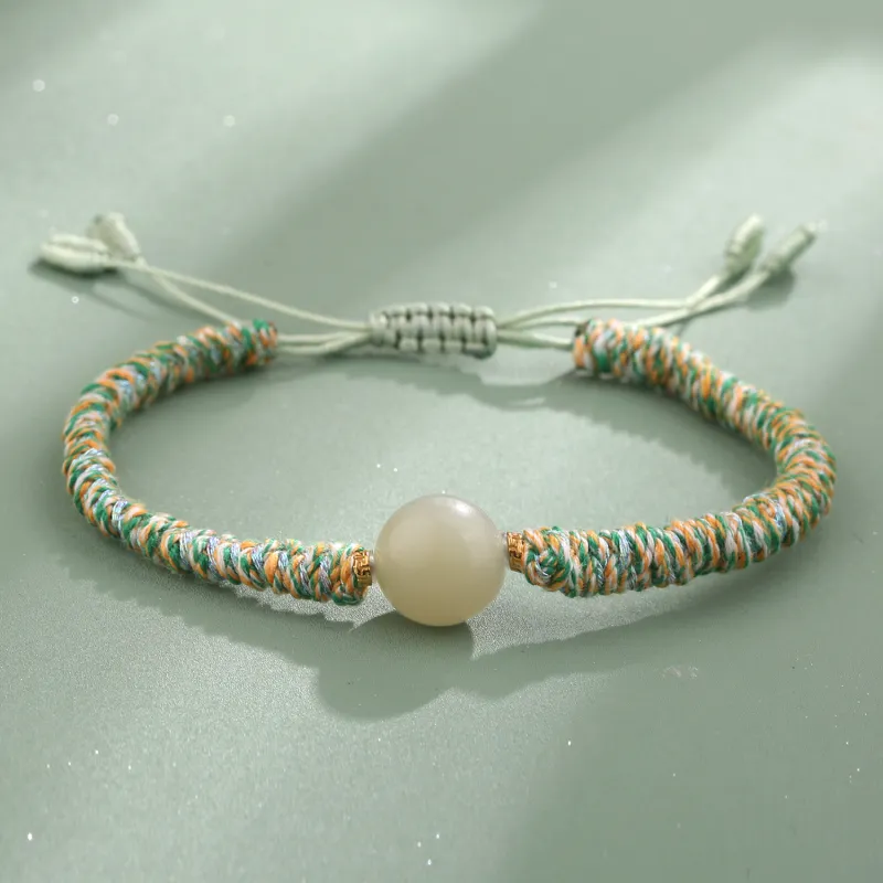 Lao Feng Xiang Hetian Jade Bracelets Green Jade Women's-2