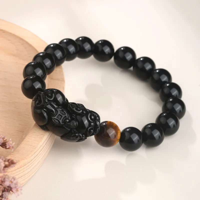 Lao Feng Xiang Obsidian Jade Bracelets Unisex-3