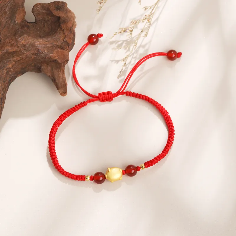 Lao Feng Xiang Natural Agate Bracelets Unisex-47