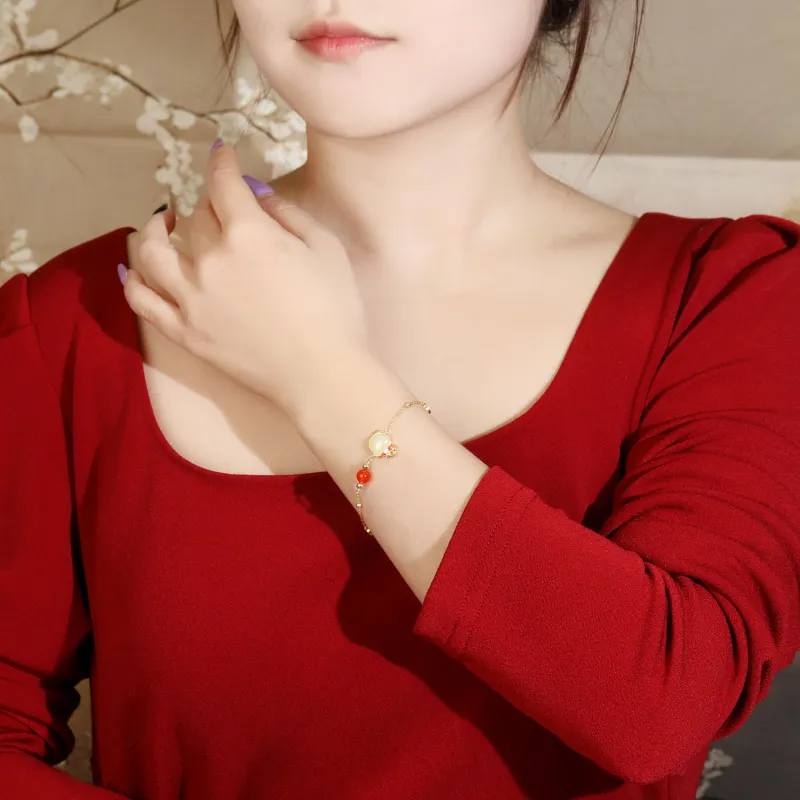 Lao Feng Xiang Hetian Jade Bracelets White Jade/Pale Greenish White Jade Women's-4