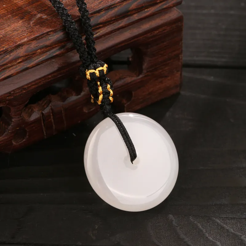 Lao Feng Xiang Hetian Jade Necklaces White Jade Unisex-4