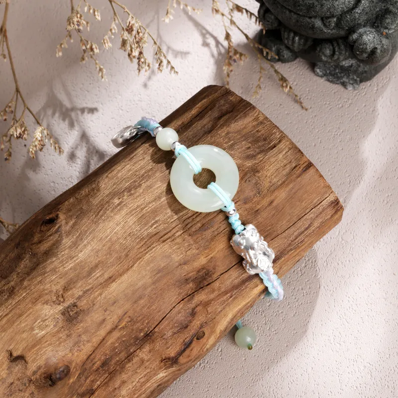 Lao Feng Xiang Hetian Jade Bracelets White Jade/Pale Greenish White Jade Unisex-9