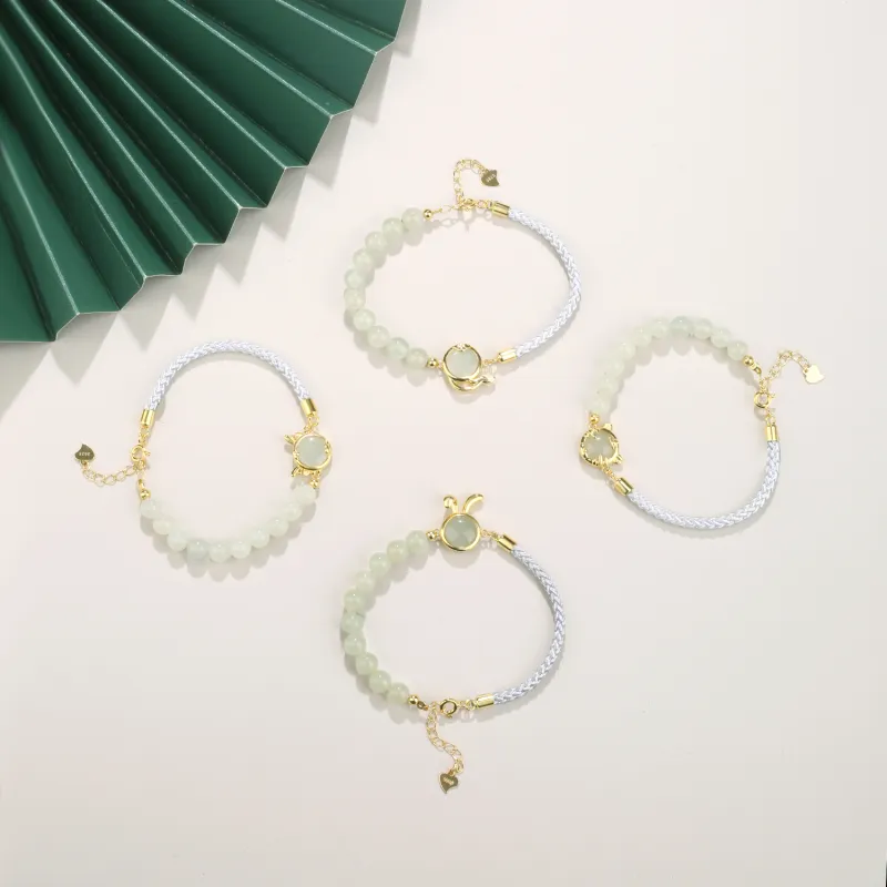 Lao Feng Xiang Hetian Jade S925 Silver Bracelet White Jade/Pale Greenish-White Jade Women's-5
