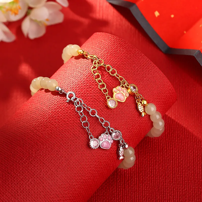 Lao Feng Xiang Hetian Jade Bracelets White Jade/Pale Greenish White Jade Women's-3