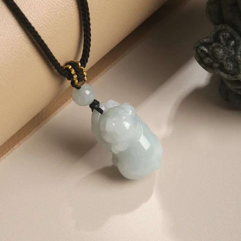 Lao Feng Xiang Bean Type Jadeite Necklaces Unisex-4