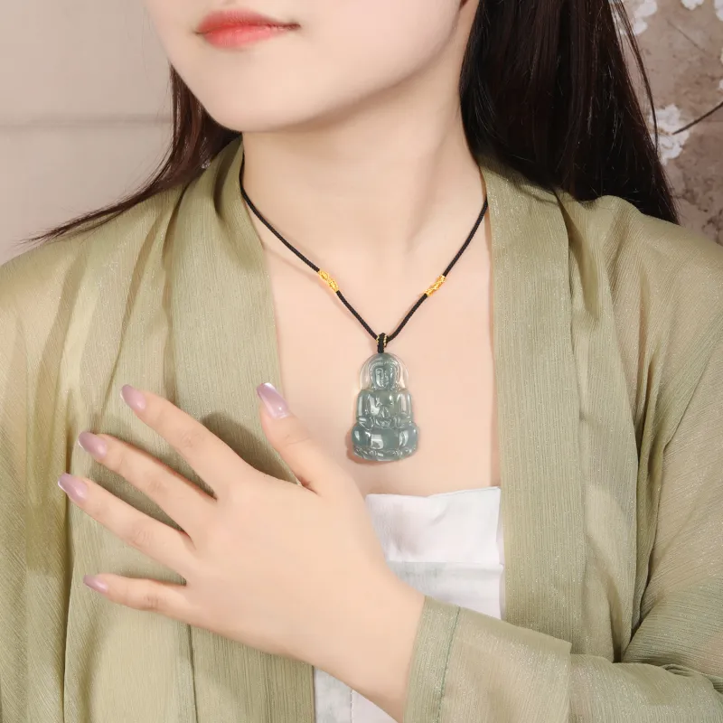 Lao Feng Xiang Ice Type Jadeite Necklaces Women's-4
