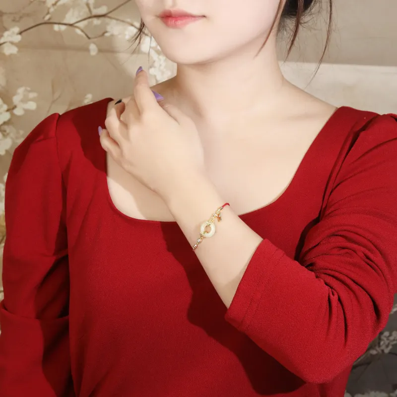 Lao Feng Xiang Hetian Jade Bracelets White Jade/Pale Greenish White Jade Women's-4