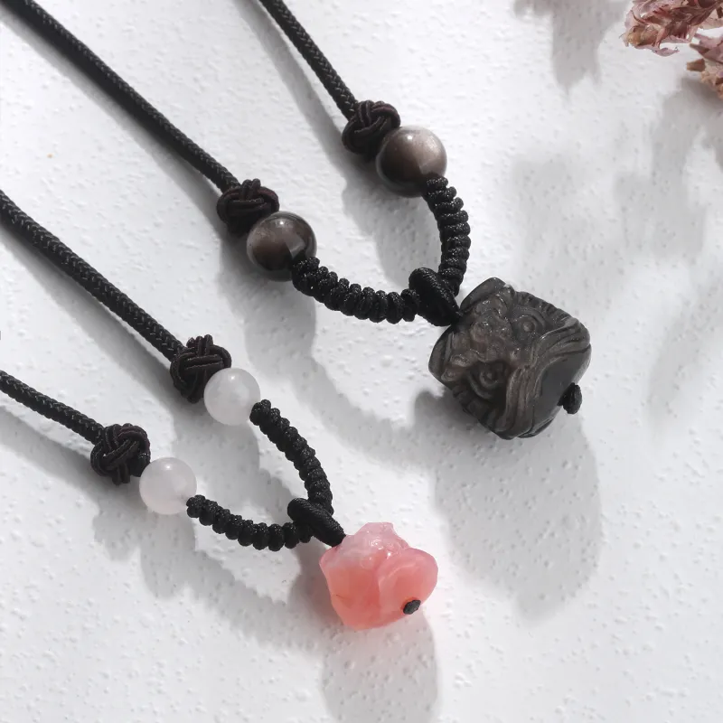 Lao Feng Xiang Obsidian Necklaces Unisex-6