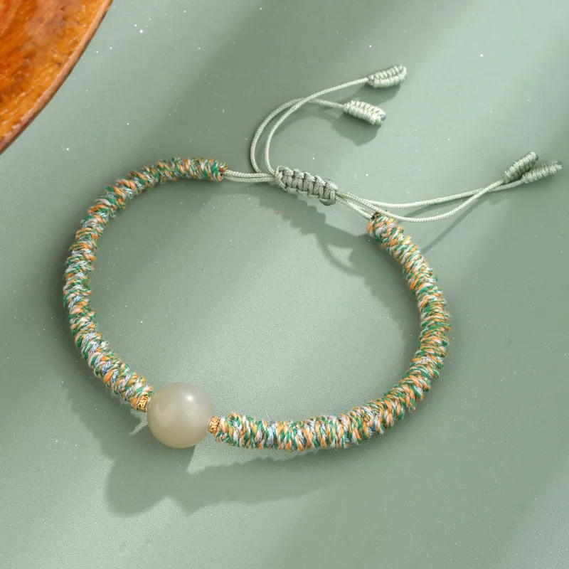 Lao Feng Xiang Hetian Jade Bracelets Green Jade Women's-1