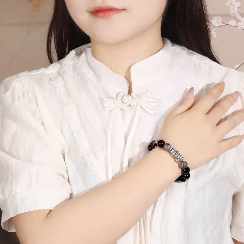 Lao Feng Xiang Natural Obsidian Bracelets Unisex-4