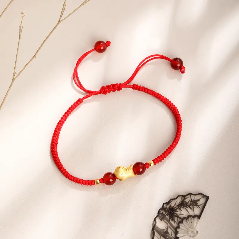 Lao Feng Xiang Natural Agate Bracelets Unisex-9