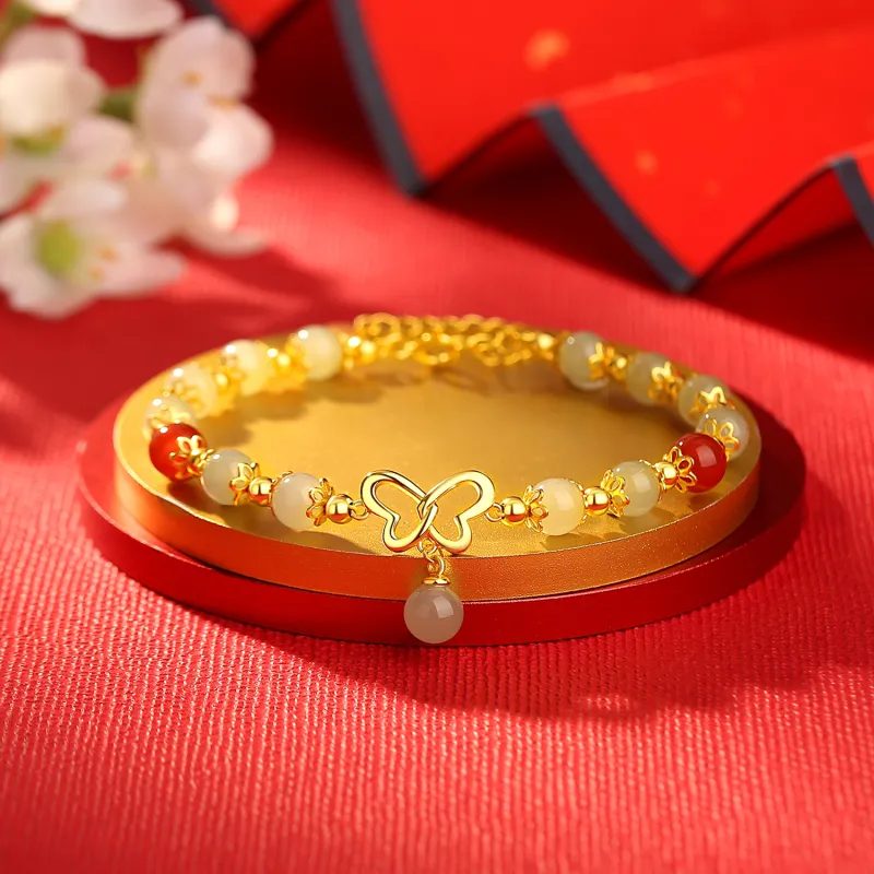 Lao Feng Xiang Hetian Jade Bracelets White Jade/Pale Greenish White Jade Women's-2