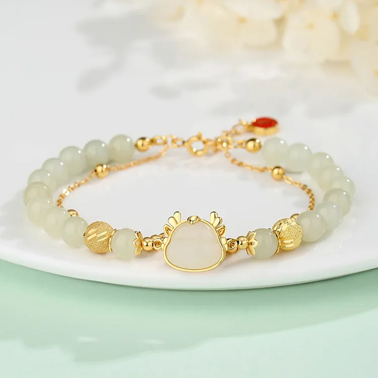 Lao Feng Xiang Hetian Jade Bracelets White Jade/Pale Greenish White Jade Unisex-2