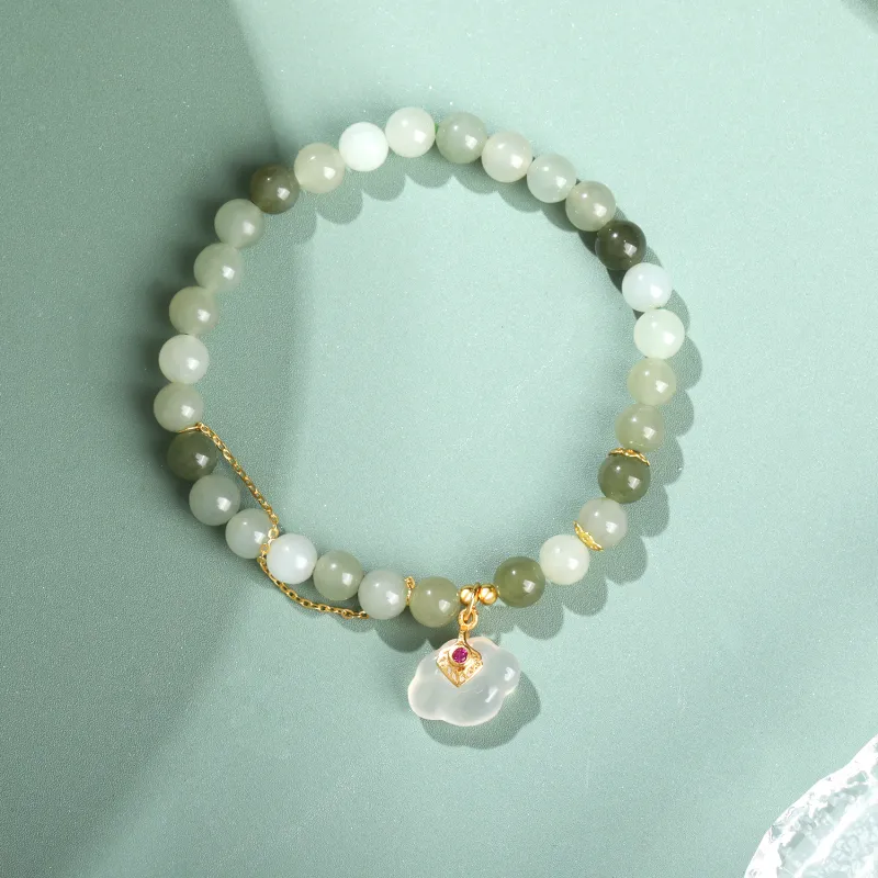 Lao Feng Xiang Hetian Jade Bracelets White Jade/Pale Greenish White Jade Women's-1