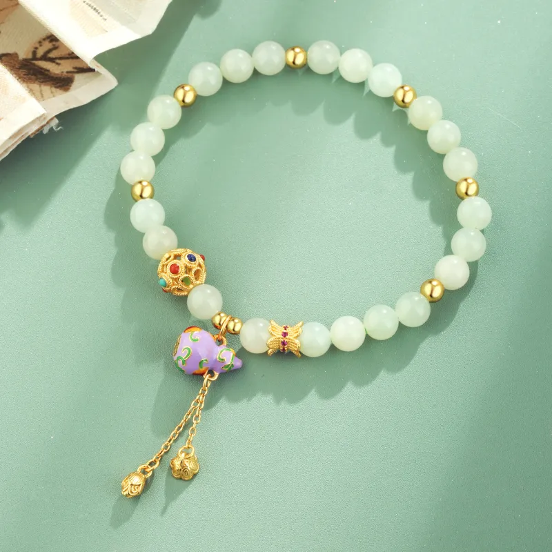 Lao Feng Xiang Hetian Jade Bracelets White Jade/Pale Greenish White Jade Women's-1