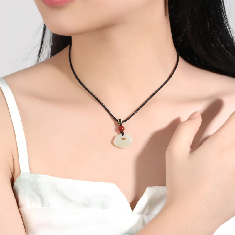 Lao Feng Xiang Hetian Jade White Jade/Pale Greenish White Jade Unisex-4