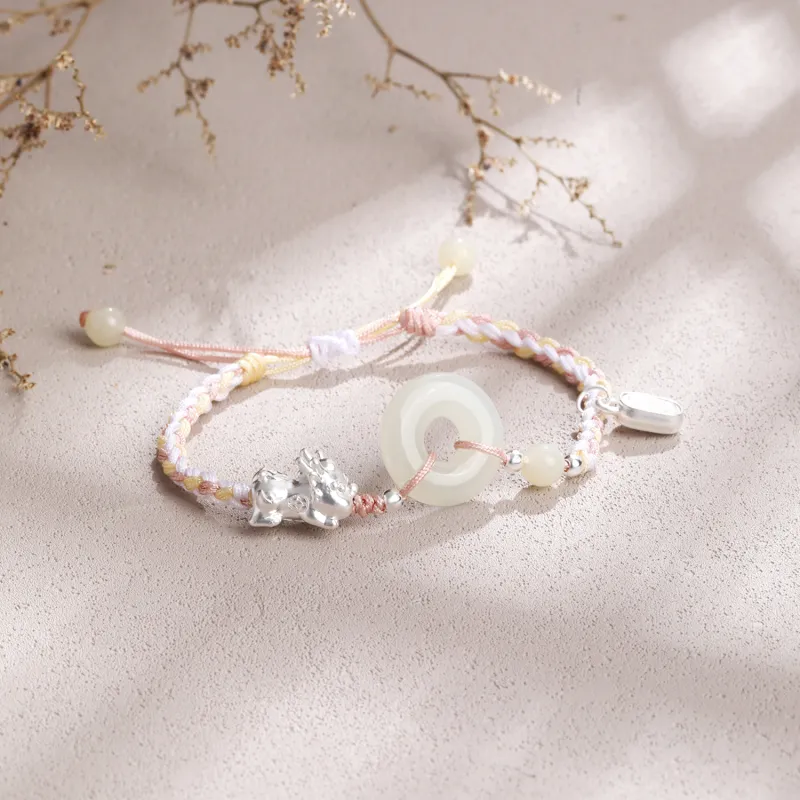 Lao Feng Xiang Hetian Jade Bracelets White Jade/Pale Greenish White Jade Unisex-2