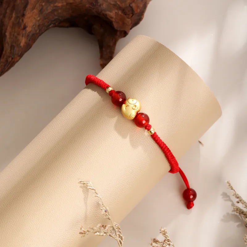 Lao Feng Xiang Natural Agate Bracelets Unisex-36