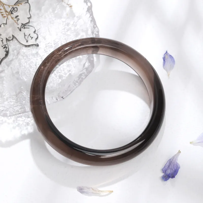 Lao Feng Xiang Natural Obsidian Jade Bangles Unisex-8