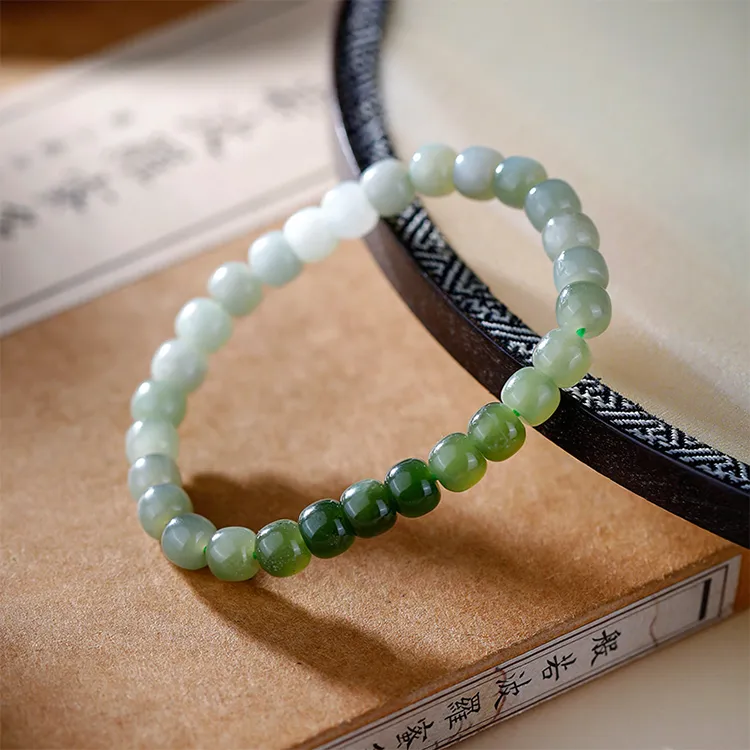 Lao Feng Xiang Hetian Jade Bracelets Green Jade Unisex-1