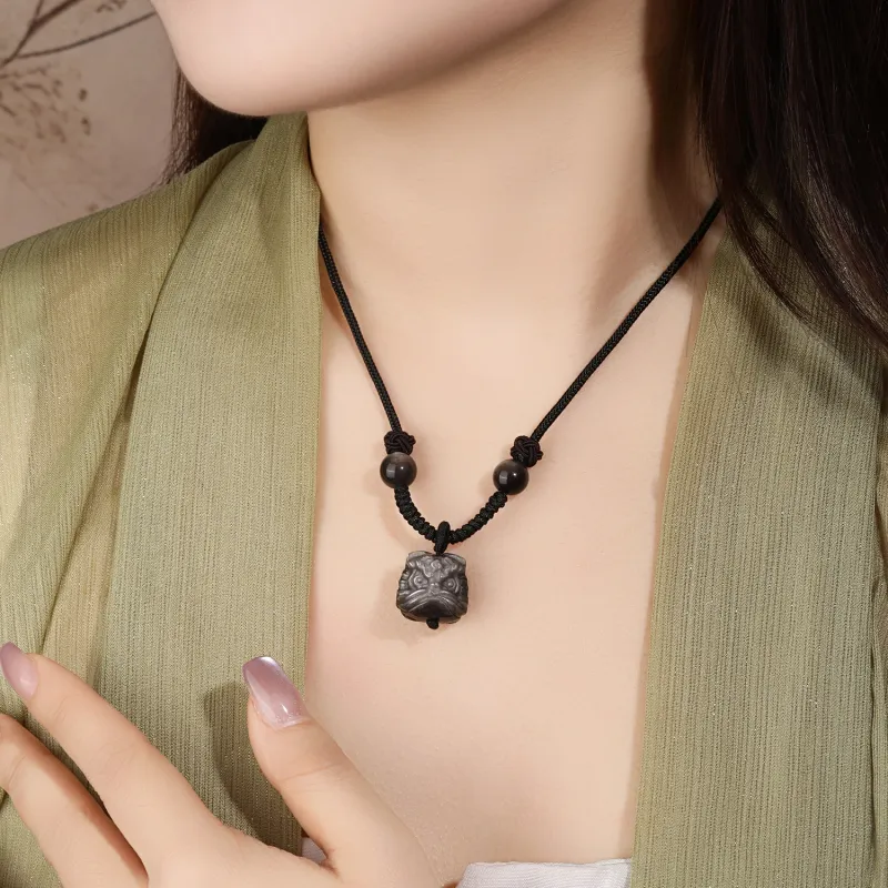 Lao Feng Xiang Obsidian Necklaces Unisex-2