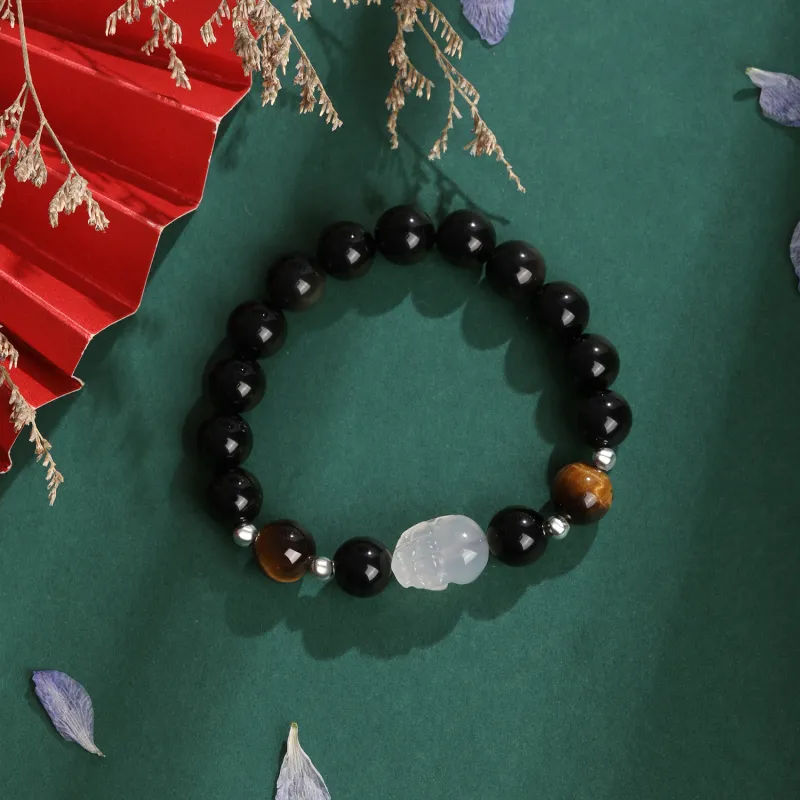 Lao Feng Xiang Natural Obsidian Bracelets Unisex-2
