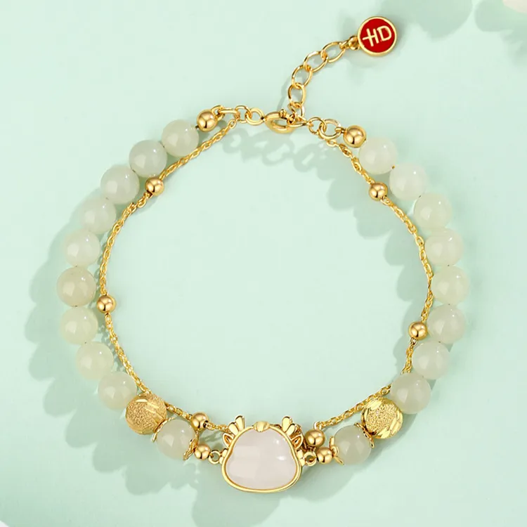 Lao Feng Xiang Hetian Jade Bracelets White Jade/Pale Greenish White Jade Unisex-3