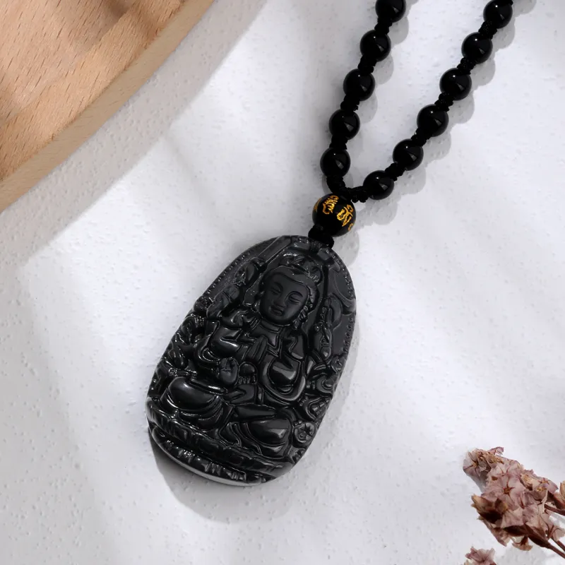 Lao Feng Xiang Obsidian Necklaces Unisex-4