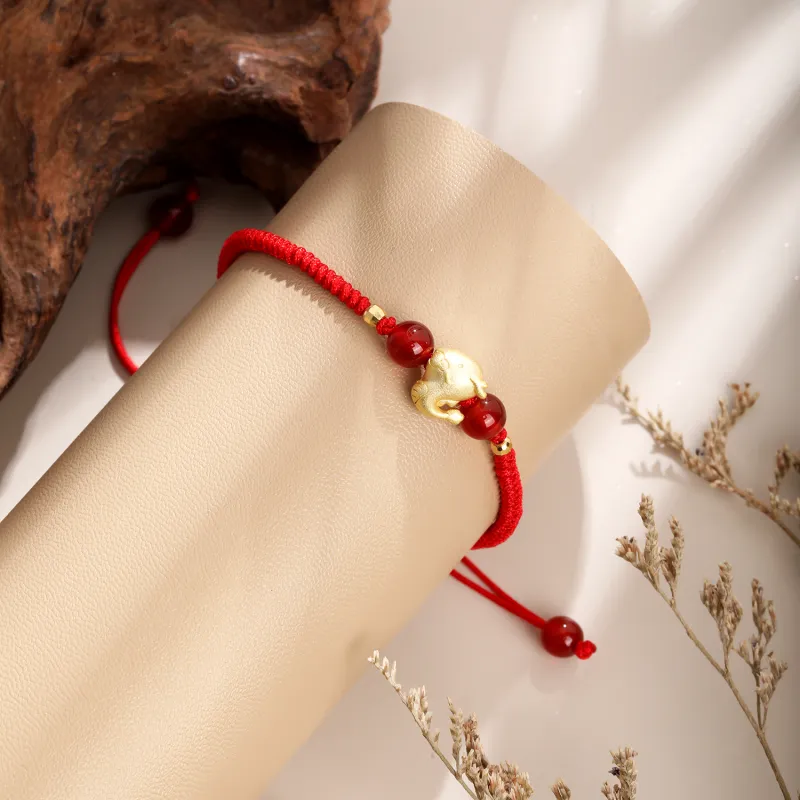Lao Feng Xiang Natural Agate Bracelets Unisex-17
