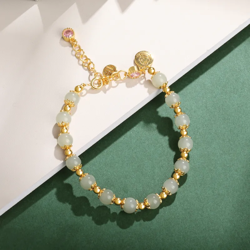 Lao Feng Xiang Hetian Jade Bracelet White Jade/Pale Greenish White Jade Women's-2